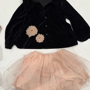 ZARA Black Velvet Top and Pink Tulle Skirt Set